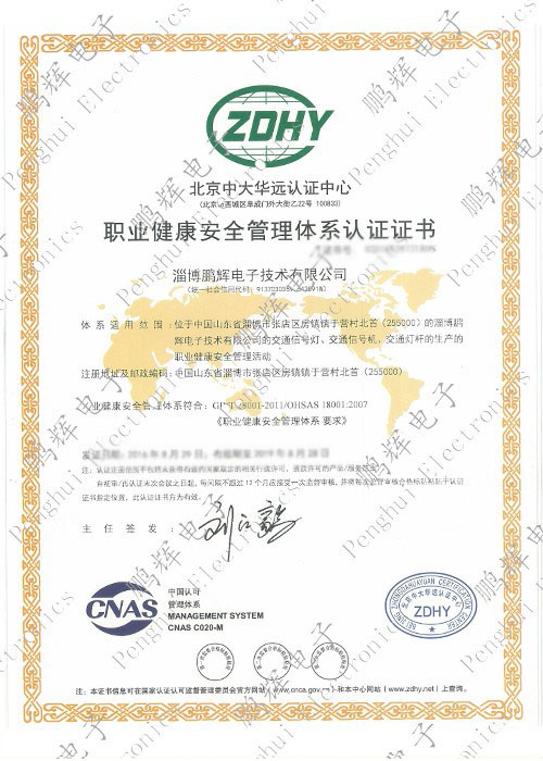 職業(yè)健康安全管理體系認證證書(shū)73